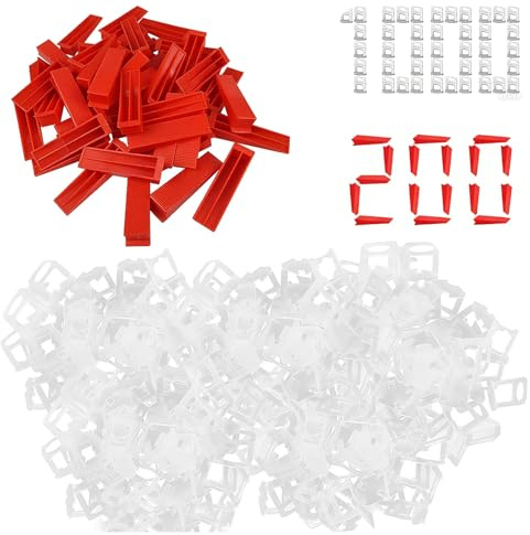 1200 PCS 2mm Tile Leveling System, 1000 Spacer Clips + 200 Wedges, Tile Installation Tool for Leveling Tiles in Living Rooms Offices Bathrooms