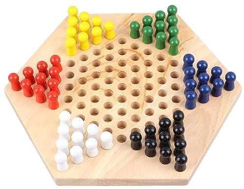 OVAQUIXI Chinesisches Dame-Spiel aus Holz, Langlebiges Logisches Denkspiel für und Erwachsene, Holzmaterial für Zuhause und Schule