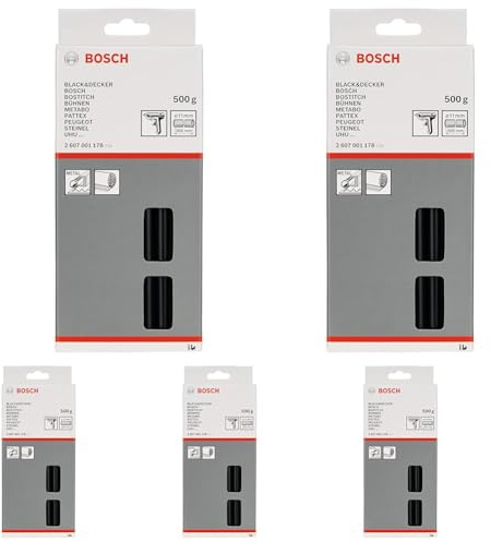 Bosch Professional 500g. Klebesticks Schwarz (für Holz, Natürliche Materialien, Schmelzkleber Ø 11 x 200mm, Zubehör für Klebepistole) (Packung mit 5)