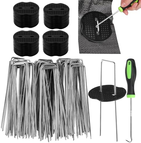 Pinchos de césped, pinchos galvanizados en forma de U, 50 piezas de pinchos para cubrir plantas al aire libre, jardín, , granja, terraza, entrada, , red, cable, manguera,