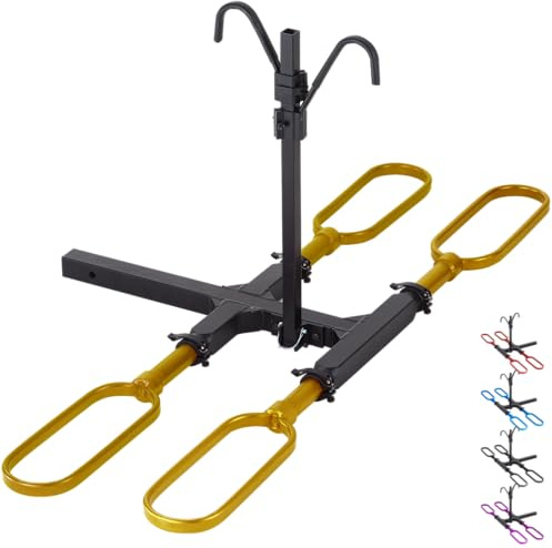 Hitch Bike Rack for Car 2-Bike: Fits Ebike Fat-Tire Electric Bicycles with Heavy-Duty for Car SUV Truck RV Van 2 Receiver (Black+Golden)
