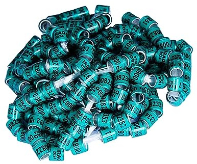 JWQFBC 100 Anillas para Patas de Palomas (Modelo 2024) para Identificación. Anillos para Patas de Aves. Accesorios Diámetro Interior: 8 Mm. Altura, Verde