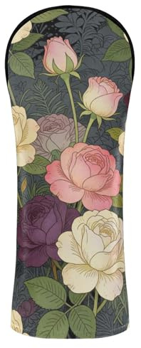 Set di coperture per mazze da golf vintage con motivo floreale rosa viola con etichetta numerica per legni e driver ibridi