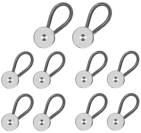 10 st metallkrage knappar förlängare elastisk knappförlängare halsförlängare for skjorta kappa jeans byxor midja flexibel knapp(Silver-10)
