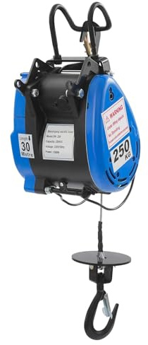 Verkstadskran Vinsch Elektrisk 230, 1500W kabel med trådlös fjärrkontroll, stålvajer Längd 30m, 250kg Lastkapacitet