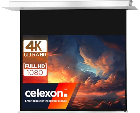 celexon Pantalla para Escuela, proyección, presentación y Cine en casa empotrable motorizada Profesional Plus hasta 4K- 200 x 150 cm - 4:3