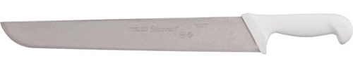 Starrett Professional Butchers Knife - BKW203-14 Wide Straight 14 Inch Ultra Sharp Sanitized Steel Blade - White Handle Kitchen Chef's Knife