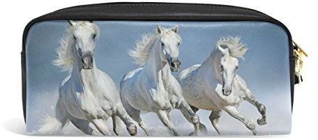 Domoko Trousse à crayons en cuir PU avec motif cheval qui coule