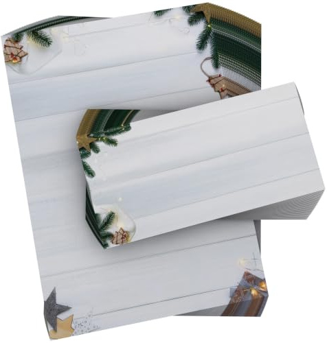 Weihnachtsbriefpapier mit Umschlag Weihnachtsstimmung, 20 Blatt und 20 Kuverts OHNE FENSTER