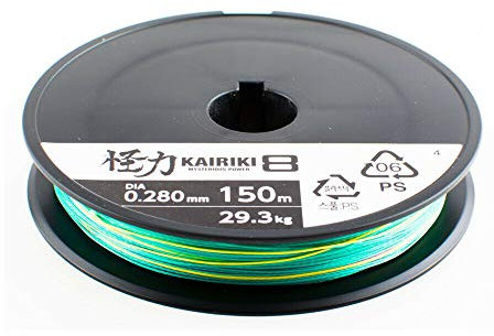 Shimano Kairiki 8, 150 Meter, Multicolor, 0.350mm/39.5kg, 8fach Geflochtene Angelschnur, 59WPLA58R2A