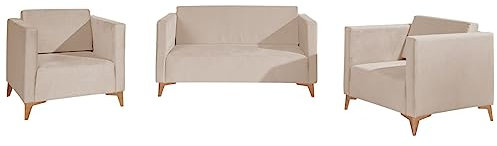 Mirjan24 Sofagarnitur Somag 2+1+1, Farbauswahl, Zwei Sitzer Sofa + Zwei Sessel Couch Couchgarnitur Polstersofa Fernsehsessel Polstergarnitur (Solo 251, Füße: Eiche)