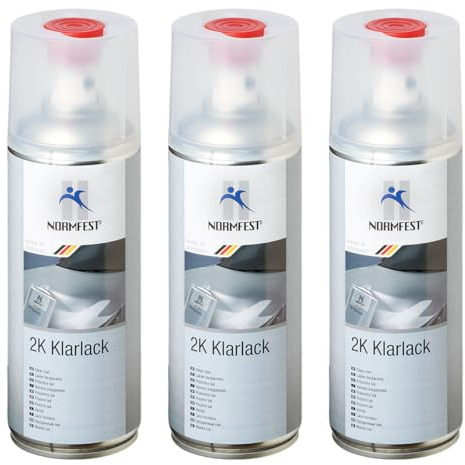 Normfest 2K-Klarlack – Hochglänzender, kratzfester Klarlack mit UV-, Chemikalien- und Kraftstoffbeständigkeit – Profi-Spraydose für Teil- & Reparaturlackierungen – 3x 400ml