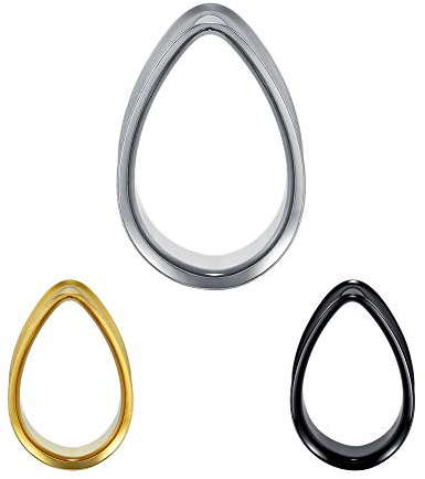 COOEAR Messgeräte Ohren Stecker und Tunnel Doppelte ausgestellte Ohrringe Upgrade Tear Drop Piercing 1 Paar Geschenkverpackungstragen 8mm bis 25mm.