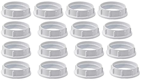 Lamp Shade Collar Rings,Aluminum Threaded Socket Ring for E12 Candelabra Base Sockets,Retaining Rings for Glass Lamp Shades/Light Fixtures (Pack-16)