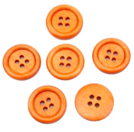 30 edle Holzknöpfe 20mm rund orange-braun Knöpfe Bastelknöpfe Jackenknöpfe zum annähen nähen Knopf Vierlochknöpfe Mantelknöpfe 4-Loch Knöpfe aus Holz