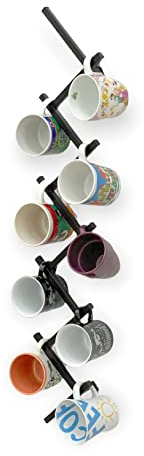 DanDiBo Tassenhalter Wand Metall Hakenleiste mit 10 Haken 96280 Schwarz 80 cm Tassenhaken Küche Becherhalter Tassenständer Tassenregal Wandmontage