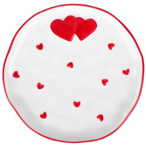 CALLARON 7 Heart Plates Ceramic Serving Plates Dessert PLATES Valentine's Day Dinner Platter Porcelain Salad Platter Dinnerware for Valentine's Day