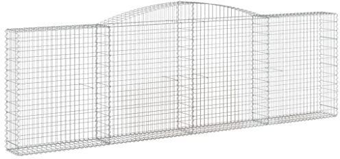 vidaXL Gabione mit Hochbogen 8 STK., Steinkorb Drahtkorb Dekorativ, Gabionenkörbe Verstärkte Gabionenhaken, Gabionenwand Gabionen Zaun Garten, Verzinktes Eisen