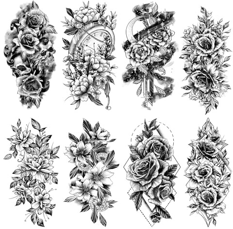 Temporäre Tattoos Für Frauen, Blumen Klebe Tattoo Set