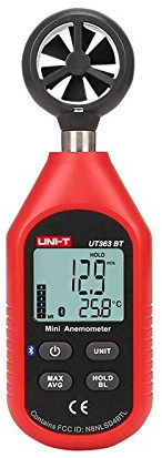 UNI-T Uni-trend Hygrometer UT363 UT363BT : Mini Handheld Anemometer With Bluetooth Digital Wind Anemometers Speed Measurement Temperature Tester(UT363BT with Bluetooth function)