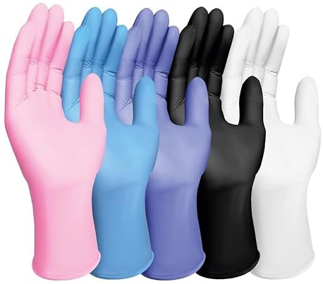 MUNTRADE Nitrilhandschuhe, 100 Stück, Einweghandschuhe, puderfrei, latexfrei, Farben und Größen L, Rosa