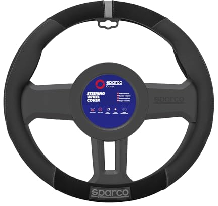 SPARCO Lenkradbezüge Lenkradschoner Lenkradschutz Schwarz Grau Gummi Suede