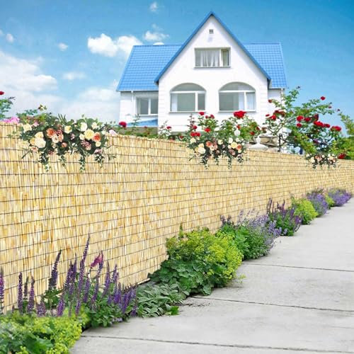 Sichtschutzzaun Natürlicher Schilfrohrzaun Bambuszaun 50x300cm 60x300cm 70x300cm 80x300cm 90x300cm 100x300cm 120x300cm Dekorative Zäune Für Gartenzaun Galerie Restaurant Hotel Terrasse ( Size : 60cmx4