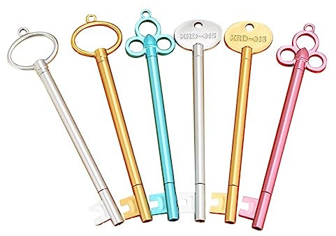 LALAFINA Vintage Schlüssel Gelstift 12 Stück 0,5mm Feinspitze Schwarze Geltinte Kunststoff für Schülerstifte und Notizen Stifte Schlüssel
