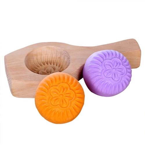 Jarsense 3.5CM Butter Molds Moon Cake Mould Wooden Chinese Traditional Pastry 3D Press Plum Blossom Shaped for Pressing Moon Cake, Buns, Dessert Molds, Traditional Chinese Pastry