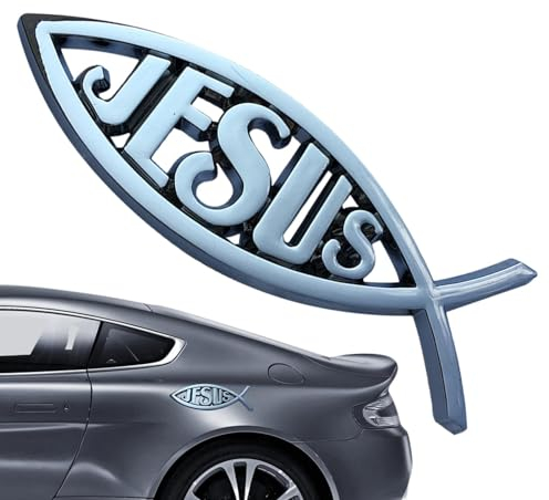 Pegatinas de pez Jesús | Emblema de coche de pez Jesús | Plástico Jesús Ictis Pez Adhesivo para Coche - Símbolo de Pez Cristiano para Ventana de Coche Portátiles Equipaje Nevera