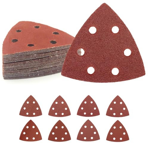 160 Pcs 93mm Triangle Multi Tool Sanding Pads Multi Grits 20x P40 60 80 120 180 240 400 600 | 93mm sanding Hook and Loop Discs | 6 Hole Extraction | Detail Sander Pads Oscillating Multitool Starlock