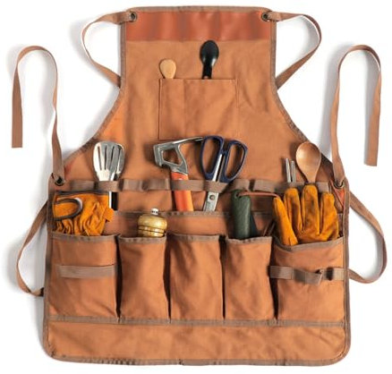 JNHGSHUAISDF Werkzeugschürze Arbeitsschürze Werkzeugschürzen, Schürzen for Männer, Arbeitsschürze mit Werkzeugtaschen, Canvas-Schürze mit Kreuzrücken for Frauen und Männer, verstellbare Schürze