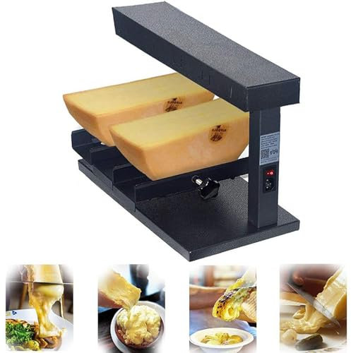 Derretidor de queso raclette comercial, calentador eléctrico de fusión de queso para encimera, calentador de queso para cocina de restaurante, derretidor de queso con zonas de calentamiento duales