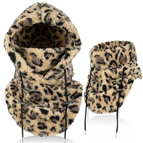 AYPOW Unisex vintertermisk fleecebalaklava, vindskyddande skidmask, ansiktsöverdrag, multifunktionell vinterfleecehatt med huva och nackvärmare för män och kvinnor, utomhussporter, löpning,