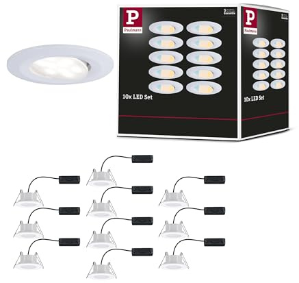 Paulmann 98197 LED Einbauleuchte Calla 10er-Set IP65 rund 90 mm 30° 10x5W 10x430lm 230V White Switch Weiß matt