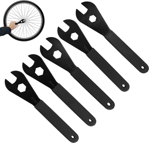 LPZMPZ Konusschlüssel Set Fahrrad, Nabenschlüssel 13/14/15/16/17mm | Konenschlüssel Satz, Cone Wrench, Kegelschlüssel für Fahrrad Kohlenstoffstahl Kegel Schraubenschlüssel Nabe Achse
