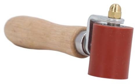 Generic Rouleau de Couture en Silicone Professionnel Résistance à Haute Température, Performance Stable Rouleau de Pression à Main pour le Soudage en PVC de Toiture, Poignée en Bois de qualité (rouge)