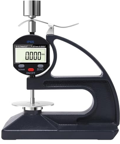 FHRKA Spessimetro da Tavolo 0-10 mm, misuratore di Spessore Digitale con Display LCD, Maniglia a Pressione, per misurare la Carta di plastica in Gomma (100g)