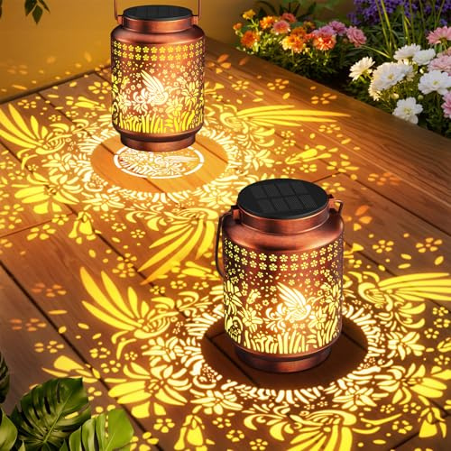 BUCASA 2 Stück Geschenke für frauen, Kolibri Solarlaterne für Außen Hängend Metall, Solarlampen für Außen mit Kolibri Leuchteffekt für frau mutter mama oma geburtstag gifts for women present