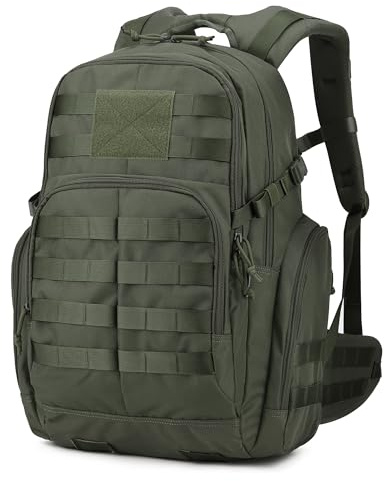 Mardingtop Sac à dos de randonnée militaire pour homme 25 l/40 l avec système MOLLE Tactical Backpack pour assault, randonnée, voyage, travail en plein air, vert cavalerie, 40L, Tactique