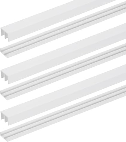 sourcing map 3 Sets Sliding Door Track Fit 6mm Thick Panel, Plastic Upper & Lower Window Sliding Track Set for Glass Cabinet Closet Door Window (40cmx15mm, White)