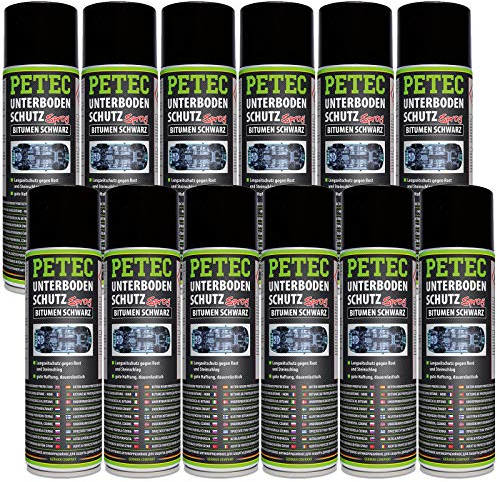 Petec_bundle 12x PETEC UNTERBODENSCHUTZ Bitumen Spray Steinschlagschutz SCHWARZ 500 ML 73150