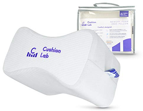 Cushion Lab Extra Dense Orthopedic Knee Pillow for Back Pain Relief, Leg Pain, Hip, Pregnancy, Sciatica & Joint Pain - Memory Foam Wedge Pillow Contour