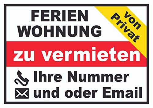 HB-Druck Ferienwohnung zu vermieten von Privat Schild A3