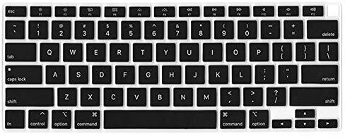 Se7enline compatible with MacBook Air 13 inch 2024 2023 2022 2021 2020 2019 2018 Keyboard Cover M1 A2337/A2179 Soft Silicone Protective Skin Protector for MacBook Air 13-inch Touch ID US Layout, Black