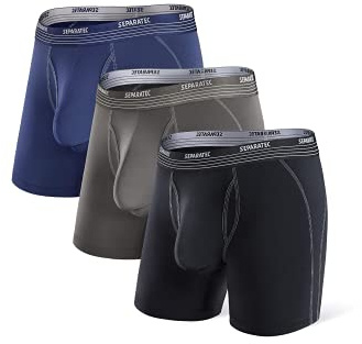 Separatec Mens Boxer Briefs Sports High Elastic Quick Dry Dual Pouch Men's Boxer Shorts Open Fly Boxers Functional Athletic Underwear for Men Multipack