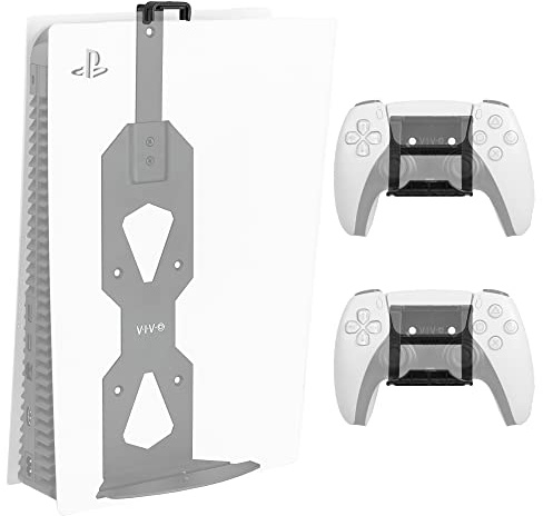 VIVO Wandhalterung aus Stahl für PS5 Spielekonsole, vertikales Display für Playstation 5, offenes Design, 2 Controller-Halterungen, schwarz, MOUNT-PS5B