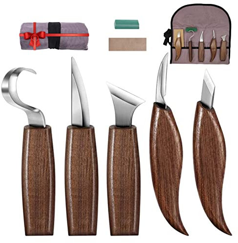 Holz-Schnitzwerkzeug Set, Holz Schnitzmesser 7 Teiliges, Professional Holzschnitzerei Messer Werkzeuge, Schnitzmesser-Set Für Anfänger Und Profis Schnitzset Geschenk Für Holzschnitzerliebhaber
