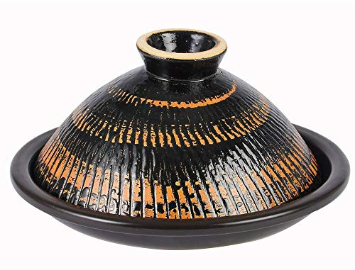 Long Valley Pottery AND-06 Tagine Pot, Black, Round, Ceramic, Large, For 3 to 5 People, Approx. 12.6 Inches (32 Cm), Approx. 16.9 Fl Oz (500 Ml), Direct Fire, Empty Fire, Microwave and Oven Safe