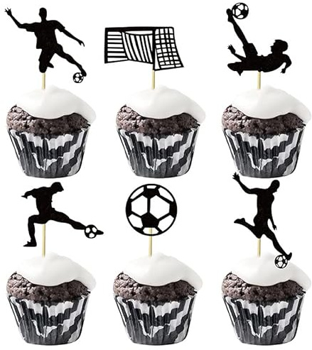 Bymivofun 24 Pcs Toppers De Pastel De Fútbol, Decoración De Pasteles De Cumpleaños, Para Fiestas Deportivas Y Cumpleaños